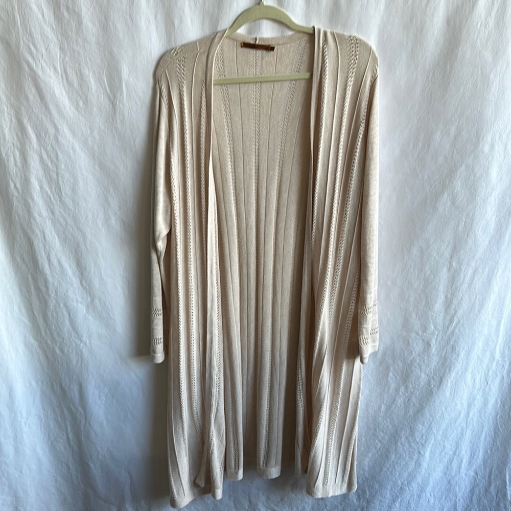 Belldini long cream duster cardigan, size 3X